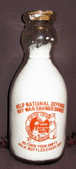 Vintage Baby Face Milk Bottle Cop The Cream Blue Bell Farm Milk Irvington,  N.  J.