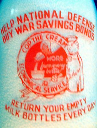 Vintage Baby Face Milk Bottle Cop the Cream Blue Bell Farm Milk Irvington,  N.  J. 2