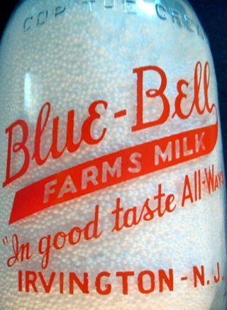 Vintage Baby Face Milk Bottle Cop the Cream Blue Bell Farm Milk Irvington,  N.  J. 8