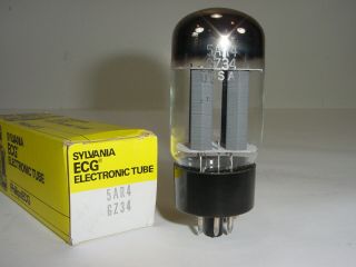 Vintage Nos Sylvania Ecg Gz34 5ar4 Big Fat Bottle O Getter Amplifier Tube Usa