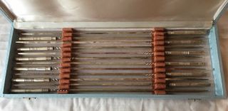Vintage Shish Kabob Skewers Silver Plate Set Of 12 Cookout Cooking