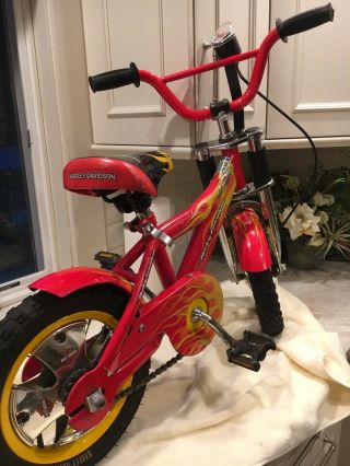 Vintage Harley Davidson Kids Toddler 12 " Inch Bike Bicycle Red Yellow Flames