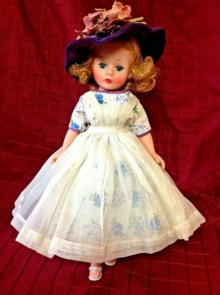 Vintage Madame Alexander Cissette Doll With Lavender Floral Dress And Hat