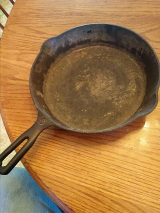 Vintage Antique Wapak 8 Hollow Ware Indian Head Cast Iron Skillet With Heat.