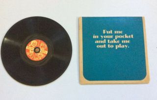 1965 Mattel Talky Toys Vintage 4” Flexi Pocket Disc Record W Holder