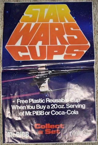 Vintage Coca - Cola Poster Advertising Star Wars Cups