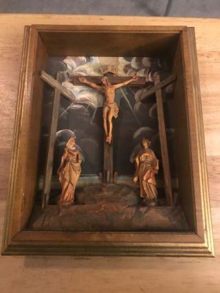 Vintage Italy Anri Wall Piece Jesus On The Cross Crucifixion Ferrandiz Gorgeous