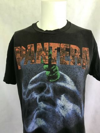 Vtg Pantera Far From Driven World Tour 1994 Distressed Heavy Metal Band Tee Sz L