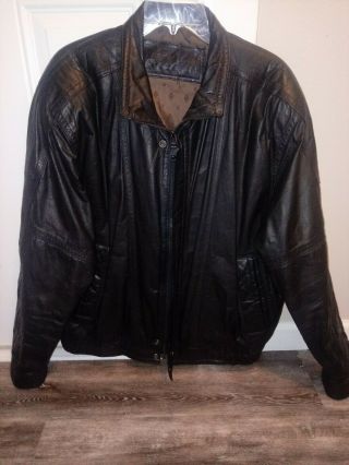 Mens Leather Jacket Xl - Chocolate Brown - Expressions - Boomer Style Real Leather