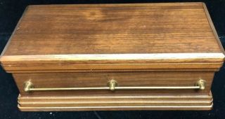 Vtg Wooden Coffin Casket Cigarette Dispenser Music Box Chopin Death March (qa)