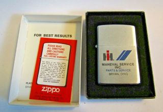 Vintage Zippo Lighter Salesman Sample International Harvester Maneval Bryan Ohio