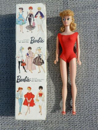Vintage Ponytail Barbie W/ Box Ash Blonde 1963 Orig.  Face Paint & Hair