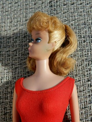 Vintage PONYTAIL BARBIE W/ Box Ash Blonde 1963 Orig.  face paint & hair 4