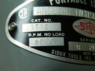 Vintage Sioux Portable Electric Angular High Speed Driver Cat.  No.  1712 3