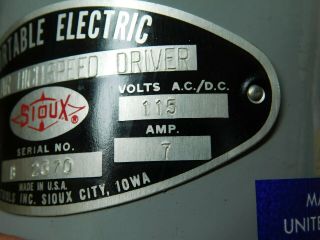 Vintage Sioux Portable Electric Angular High Speed Driver Cat.  No.  1712 4