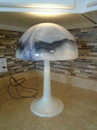 Vtg Retro Mid Century Gilbert Softlite Mushroom Lamp Plastic Grey Marble Vgc