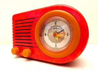 Vintage Old Catalin Bakelite Art Deco Fada Mini Antique Clock Radio Red Color