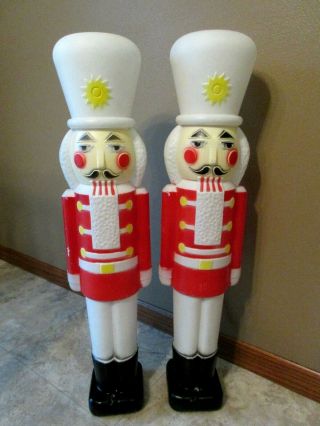 Vintage Union Lighted Nut Cracker Soldier Christmas Blow Mold - 30 " Tall