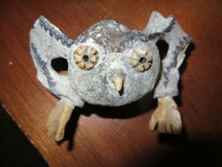 Vintage Art Bone Vertebrae Inuit Northwest Coast Native Art Owl Signed