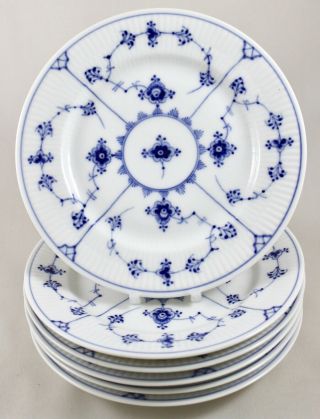 Vintage Royal Copenhagen Blue Fluted Plain 7⅝” Salad Or Dessert Plates 179 X 6