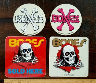 4 Vintage Powell Peralta Bones Skateboard Stickers