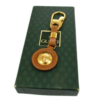 Authentic Gucci Vintage Gg Logos Key Chains Ring Holder Gold Italy A41059i