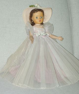 Vintage 1950 ' s Madame Alexander ELISE Doll ALL Bridesmaid Gown & Hat 8