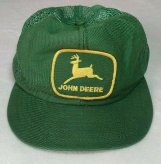 Vtg John Deere Trucker Cap Louisville Mfg Snapback Adjustable Mesh Hat Made Usa