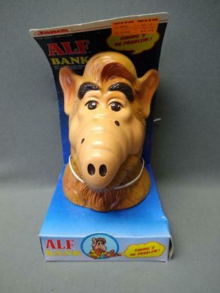 Vintage 1988 Alf Plastic Bank Alien Productions Coin Rare On Card Box Janex