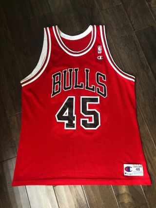 Vintage Champion Michael Jordan 45 Chicago Bulls Nba Jersey Size 48