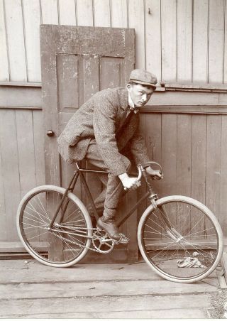 Man Racing Bicycle,  Vintage Photo by Launer ' s Studio,  W.  Madison St.  Chicago IL 3
