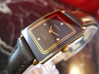 Rado " Jubile " 153.  3606.  2n Ladies Gold Black Vintage Watch Swiss Qz