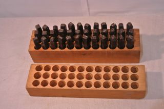 5/16 " (. 3125 ") 36pc Vintage Letters Numbers Stamp Punch Set Steel With Wood Case