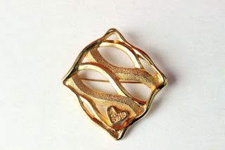Vintage French Couture Lanvin Paris heart gold plated brooch pin High end 3