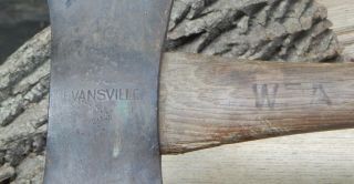 VINTAGE AXE DOUBLE BIT 1930 ' s Evansville TIGHT HANDLE W/ WPA Burnt into Handle 5