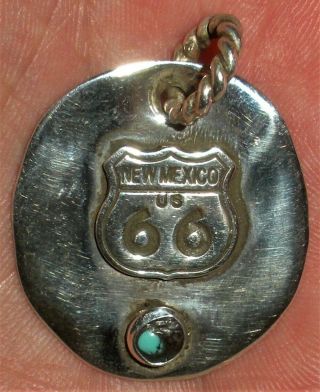 Vintage C.  1960 Navajo Sterling Silver Turquoise Route 66 Mexico Charm Vafo