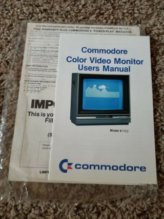 Vintage Commodore Model 1702 Video Monitor W/ Box Rare 3