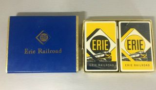 Vintage Nos Erie Railroad Double Decks Playing Cards Complete W/stamps