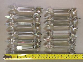 12 Large Vtg Antique 5 " Clear Hand Cut Spearhead Crystal Chandelier Prisms