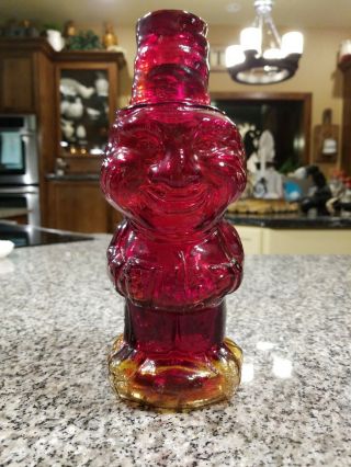 Vintage Tiara/indiana Glass Jolly Mountaineer Decanter 1973 Sunset Red Amberina