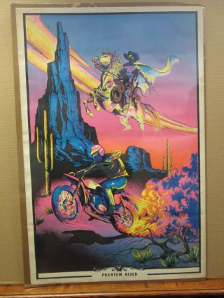 Vintage Phantom Rider 1972 Black Light Poster 10049