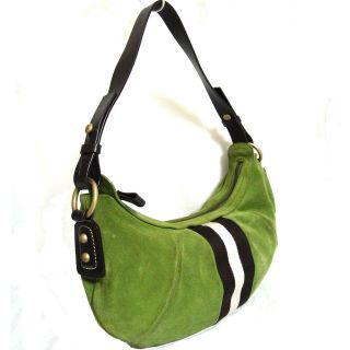 Vintage Auth Bally Green Suede Leather One Shoulder Bag Purse Made In Italy