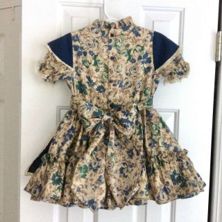 Vintage Martha ' s Miniatures Girl’s Dress,  Blue Dirndl Print,  Bell,  Size 5 2