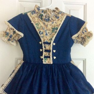 Vintage Martha ' s Miniatures Girl’s Dress,  Blue Dirndl Print,  Bell,  Size 5 3
