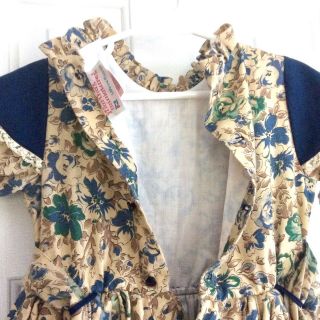 Vintage Martha ' s Miniatures Girl’s Dress,  Blue Dirndl Print,  Bell,  Size 5 6