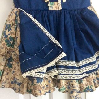 Vintage Martha ' s Miniatures Girl’s Dress,  Blue Dirndl Print,  Bell,  Size 5 8