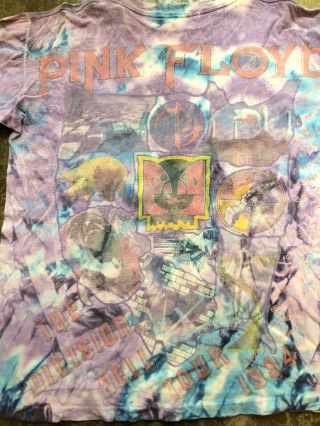 Vintage 1994 Pink Floyd Division Bell Concert Tee T Shirt Tour Tie Dye 90s Mens 3