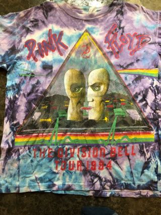 Vintage 1994 Pink Floyd Division Bell Concert Tee T Shirt Tour Tie Dye 90s Mens 7