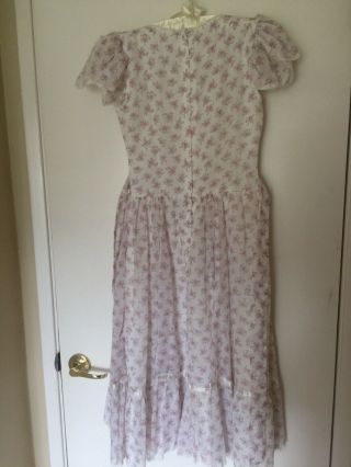 Vintage Gunne Sax floral Prairie Dress Ivory Pink 3