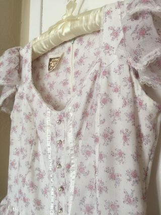 Vintage Gunne Sax floral Prairie Dress Ivory Pink 4